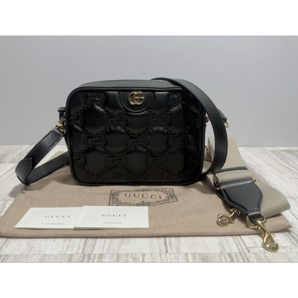GUCCI GG Matelasse Black Leather Shoulder Bag